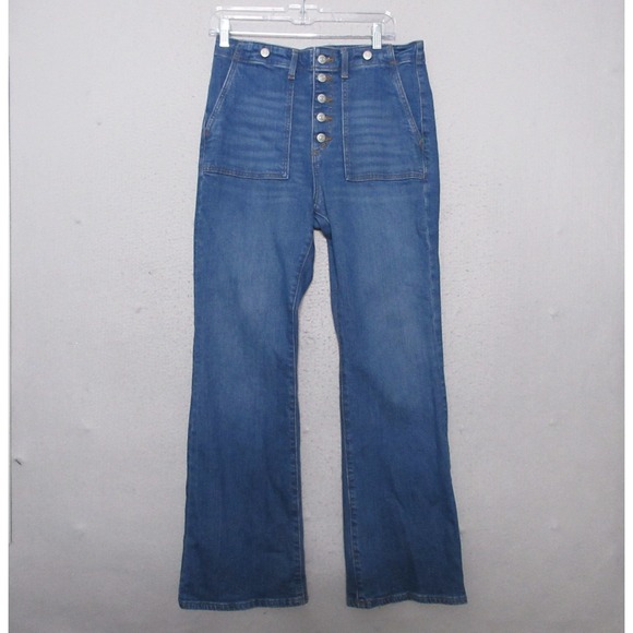 LOFT Denim - Loft The Slim Flare Jeans 29 8 Button Fly Patch Pockets Capsule Wardrobe 2024‎